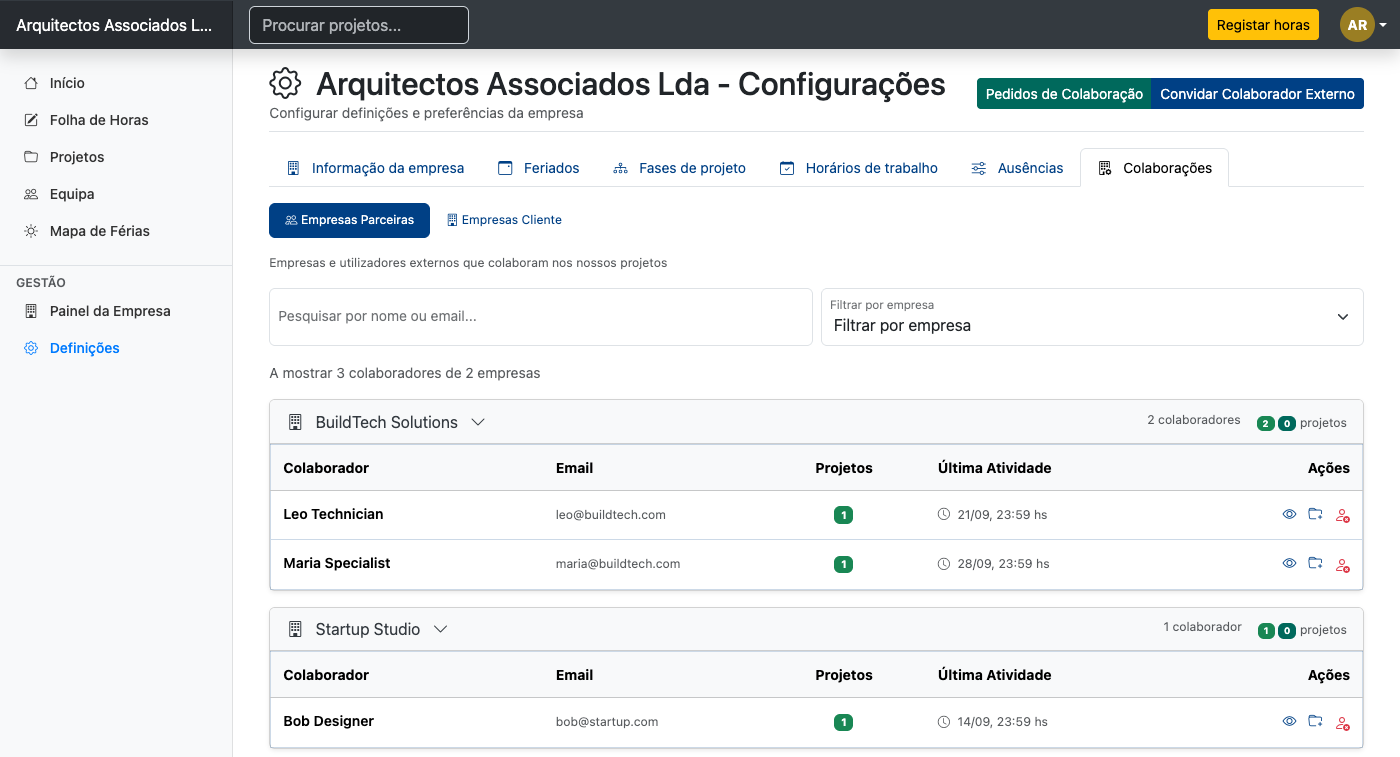 Envolva as empresas com quem colabora