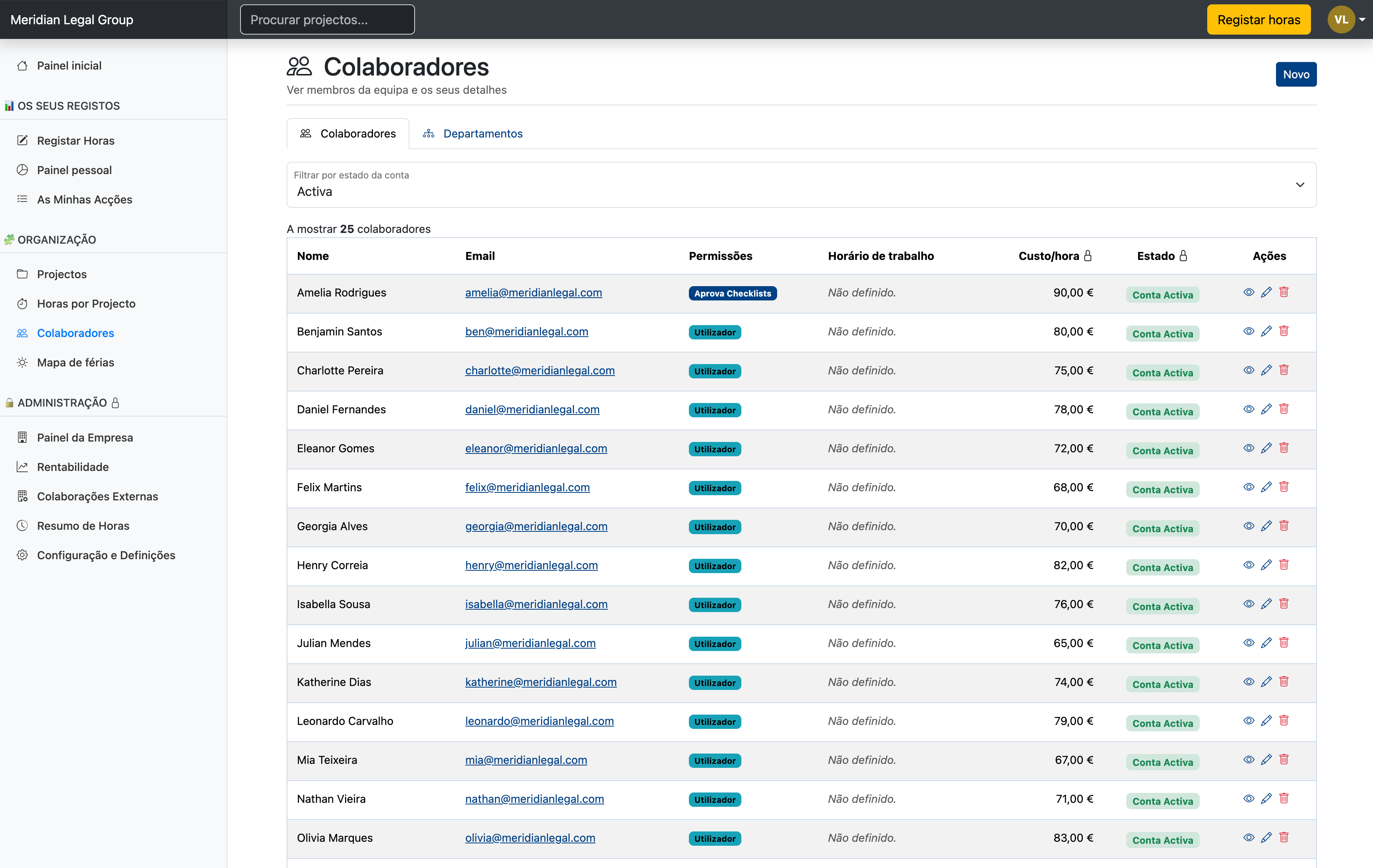 Gestão de Colaboradores e Horários