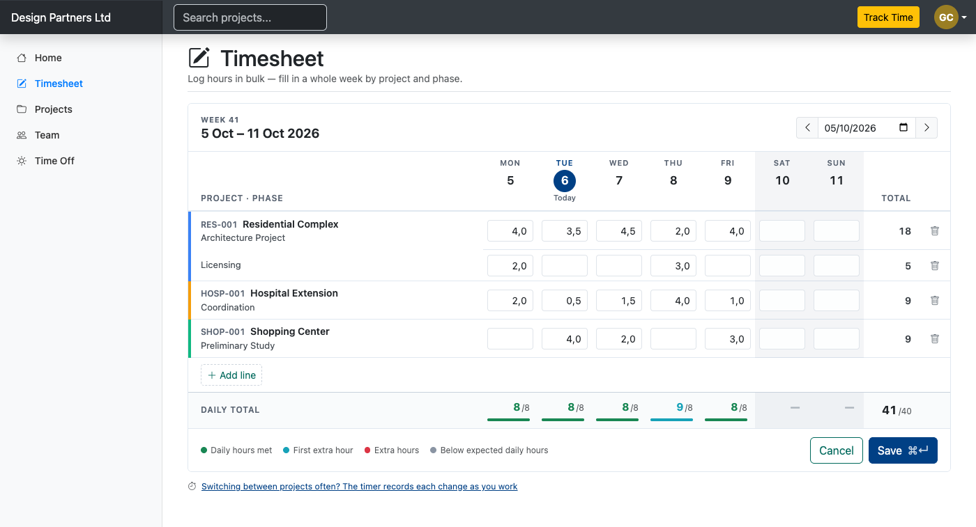 Weekly timesheet
