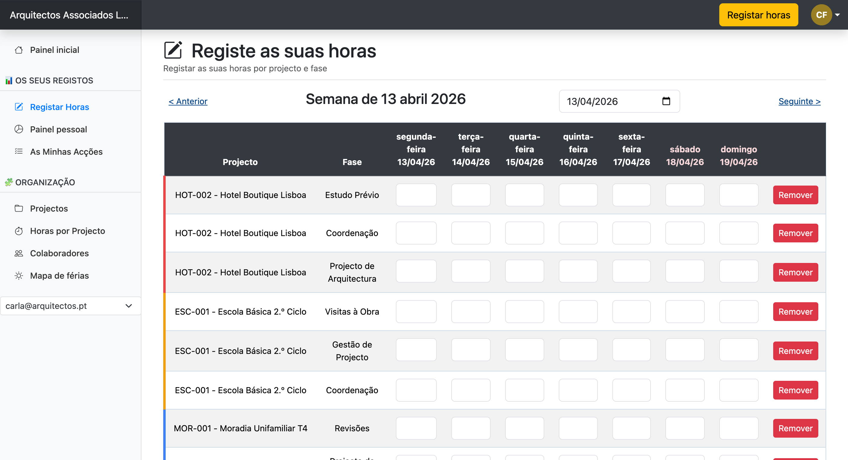 Registo de Tempo Simples